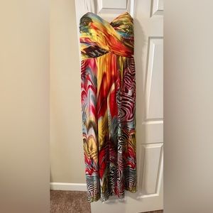 Multicolored Strapless Formal dress